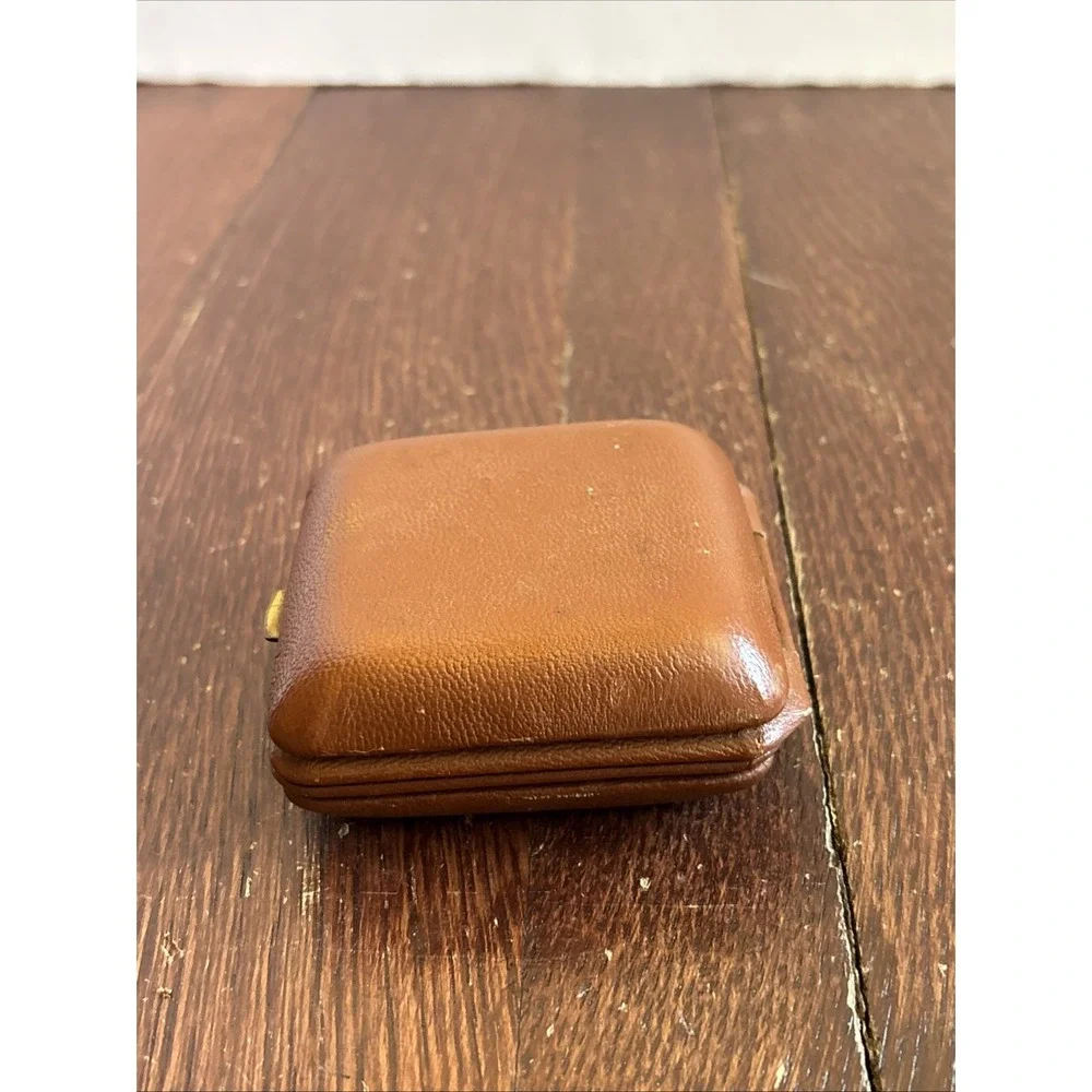 Vintage Travel ALARM CLOCK Heco German Brown Leather 8 days Pocket 1960s